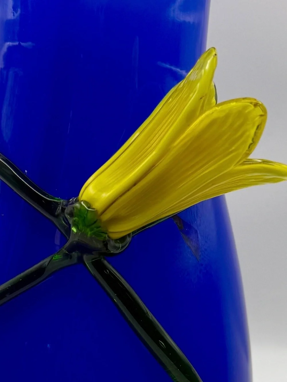 Vintage Cobalt Murano Style Art Glass Vase 9.5